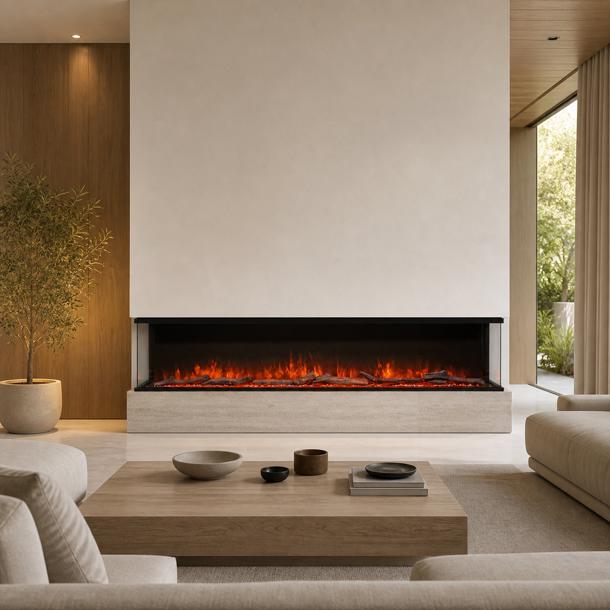 Electric Fire for Media Wall — Luvelle 3D Panoramic, WiFi App Control