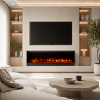 Inset Electric Fire — Clarendon Frameless Full Glass, Media Wall