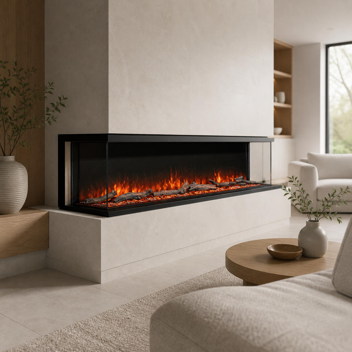 Electric Fire for Media Wall — Luvelle 3D Panoramic, WiFi App Control