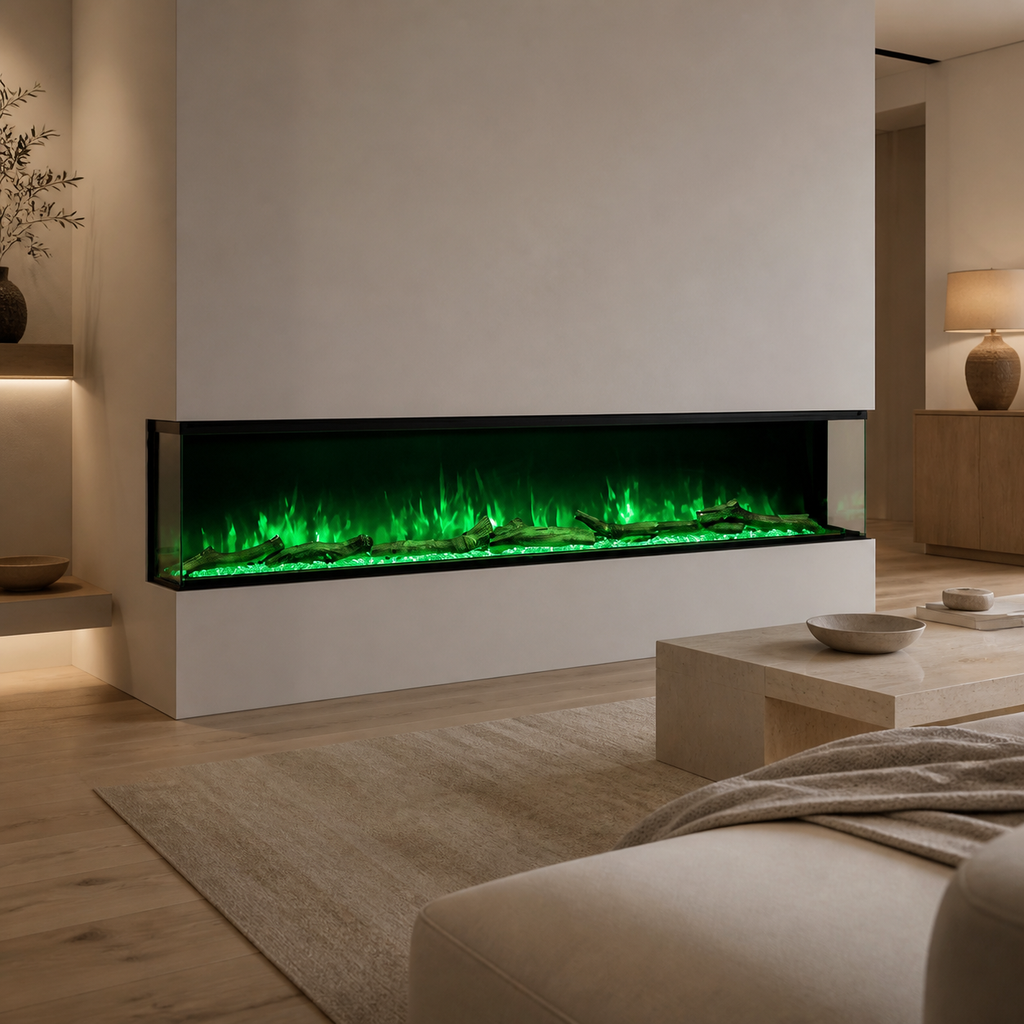 Electric Fire for Media Wall — Luvelle 3D Panoramic, WiFi App Control