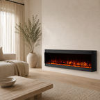 Inset Electric Fire — Clarendon Frameless Full Glass, Media Wall