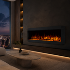 Inset Electric Fire — Clarendon Frameless Full Glass, Media Wall