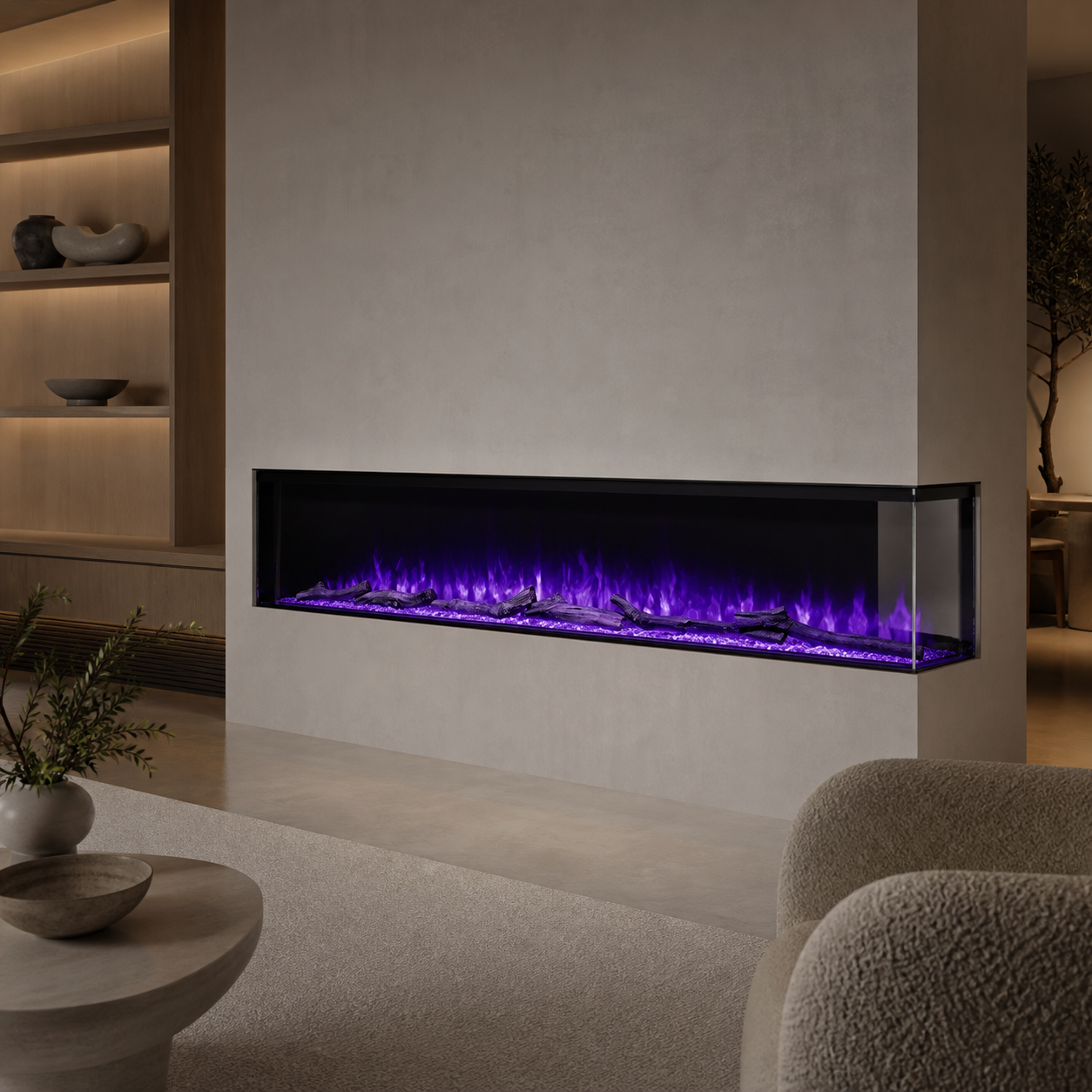 Electric Fire for Media Wall — Luvelle 3D Panoramic, WiFi App Control