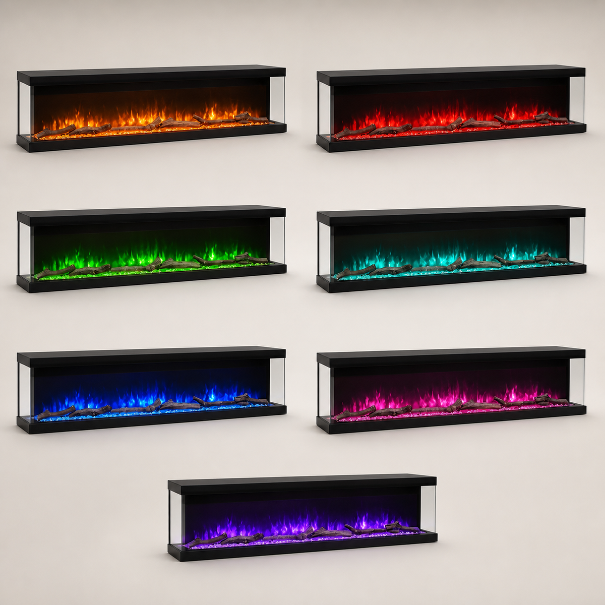 Electric Fire for Media Wall — Luvelle 3D Panoramic, WiFi App Control
