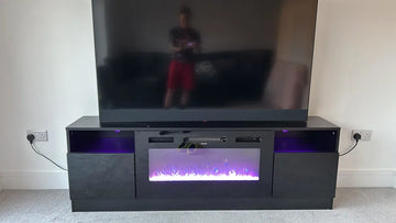 Customer review from Maurice Bridge for Fireplace TV Stand 36 Inch — Closed Storage, 3 Flame Colours
