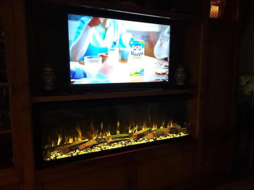 Customer review from Kim R. for 3-Sided Media Wall Fireplace — Smart Electric Fire, 50/60 Inch