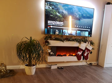 Customer review from Dina S. for Freestanding Electric Fireplace 50 Inch — Contemporary Wall Mounted Mantel, White