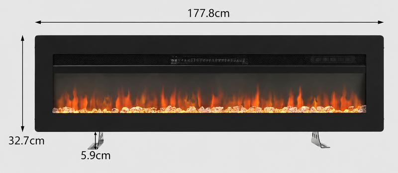 Freestanding Electric Fire 70 Inch size guide