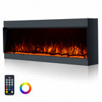 Inset Electric Fire — Clarendon Frameless Full Glass, Media Wall