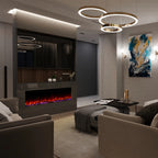 Inset Electric Fire — Clarendon Frameless Full Glass, Media Wall