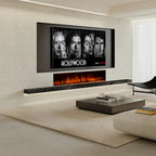 Inset Electric Fire — Clarendon Frameless Full Glass, Media Wall