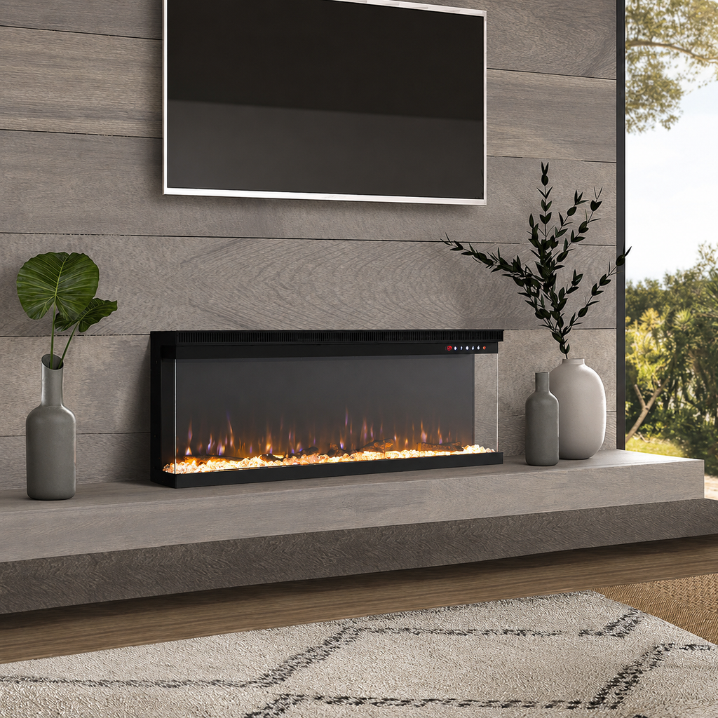 Electric Wall Mounted Fire — Recessed, 12 Flame Colours