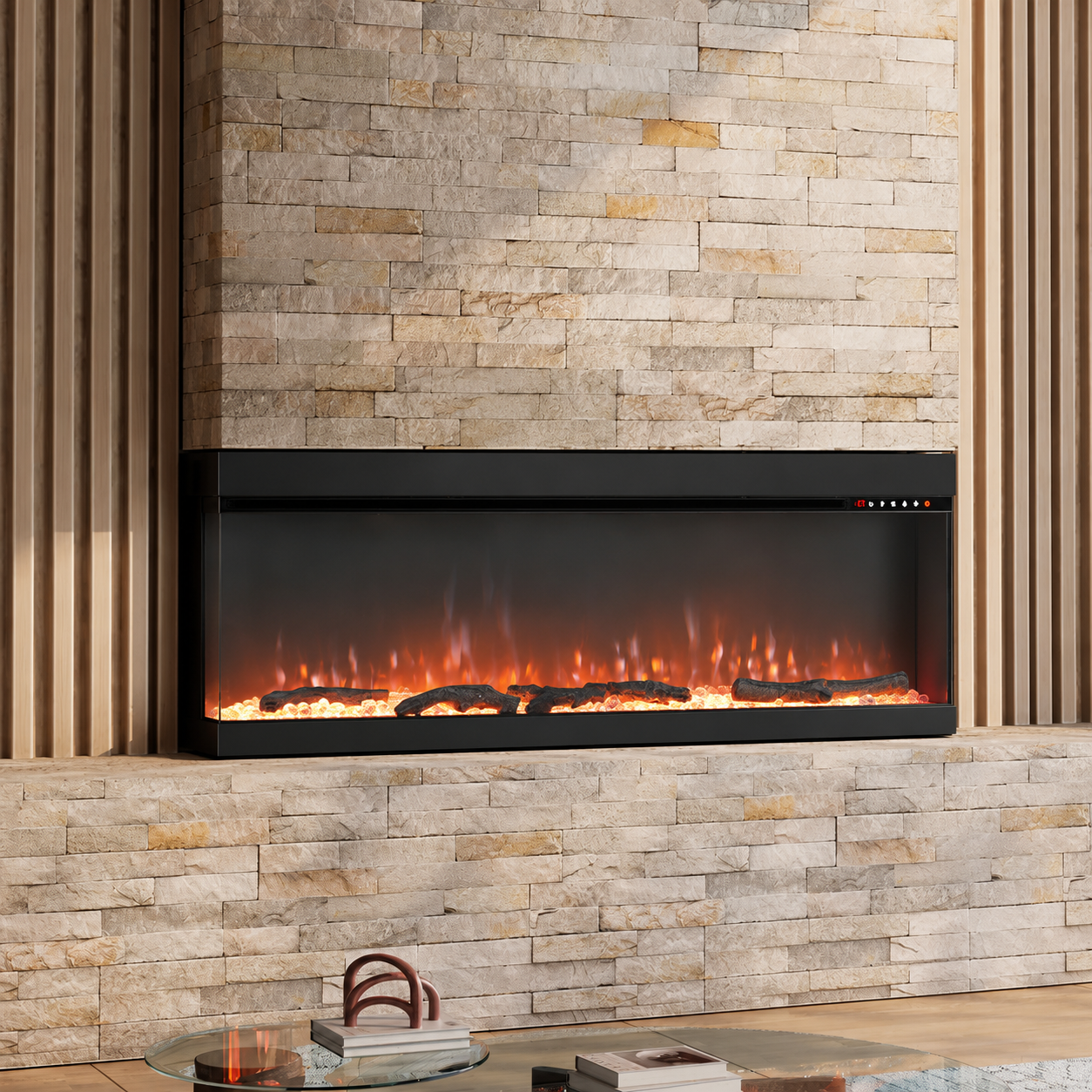 Electric Wall Mounted Fire — Recessed, 12 Flame Colours