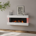 Freestanding Electric Fireplace 50 Inch — Contemporary Wall Mounted Mantel, White