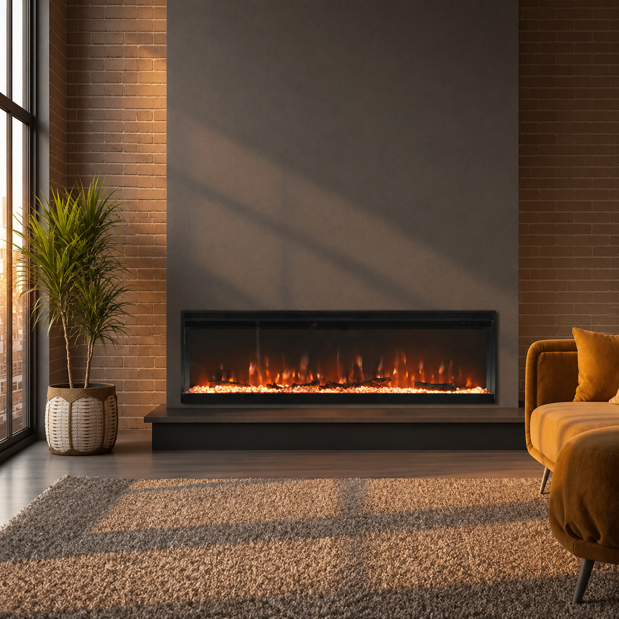 Freestanding Electric Fire 50 Inch — 3-in-1 Recessed & Wall Mounted, 9 Flame Colours