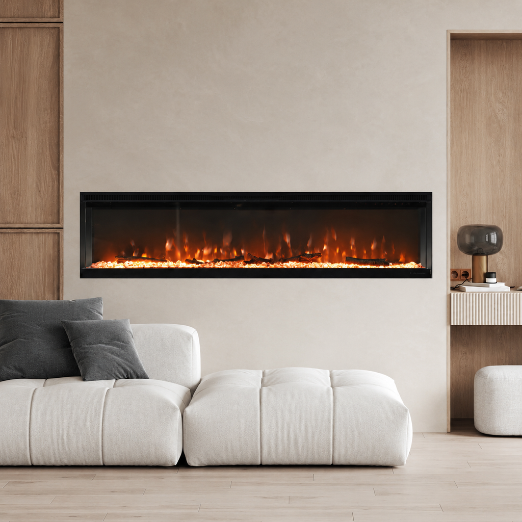 Freestanding Electric Fire 50 Inch — 3-in-1 Recessed & Wall Mounted, 9 Flame Colours