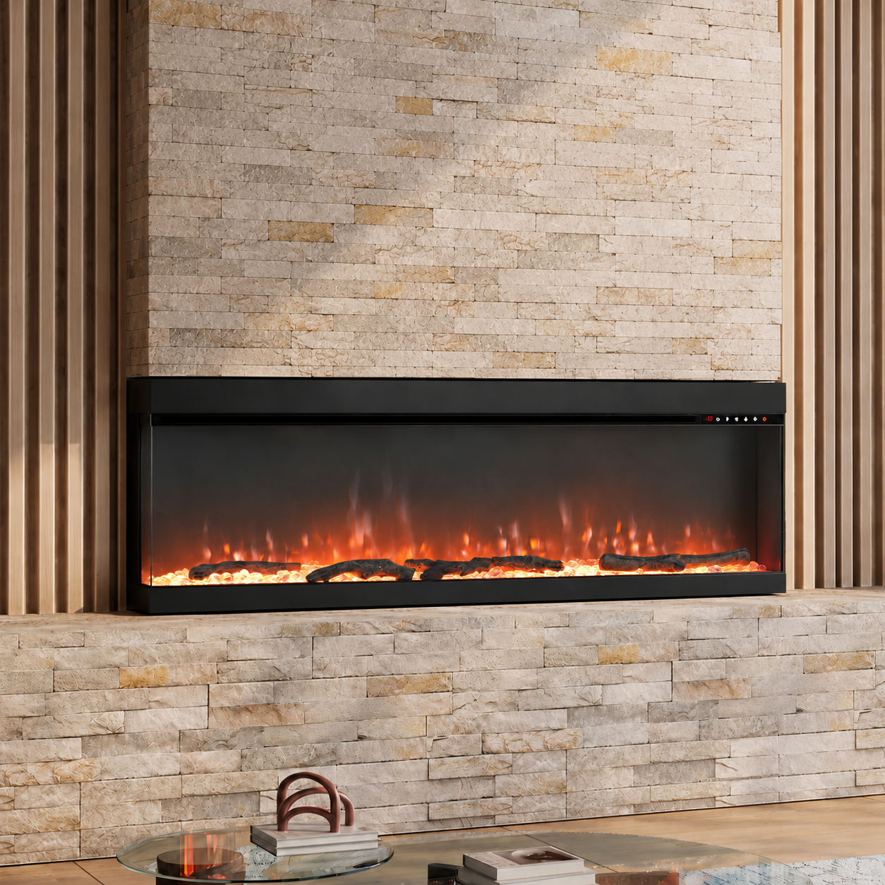 Electric Wall Mounted Fire — Recessed, 12 Flame Colours