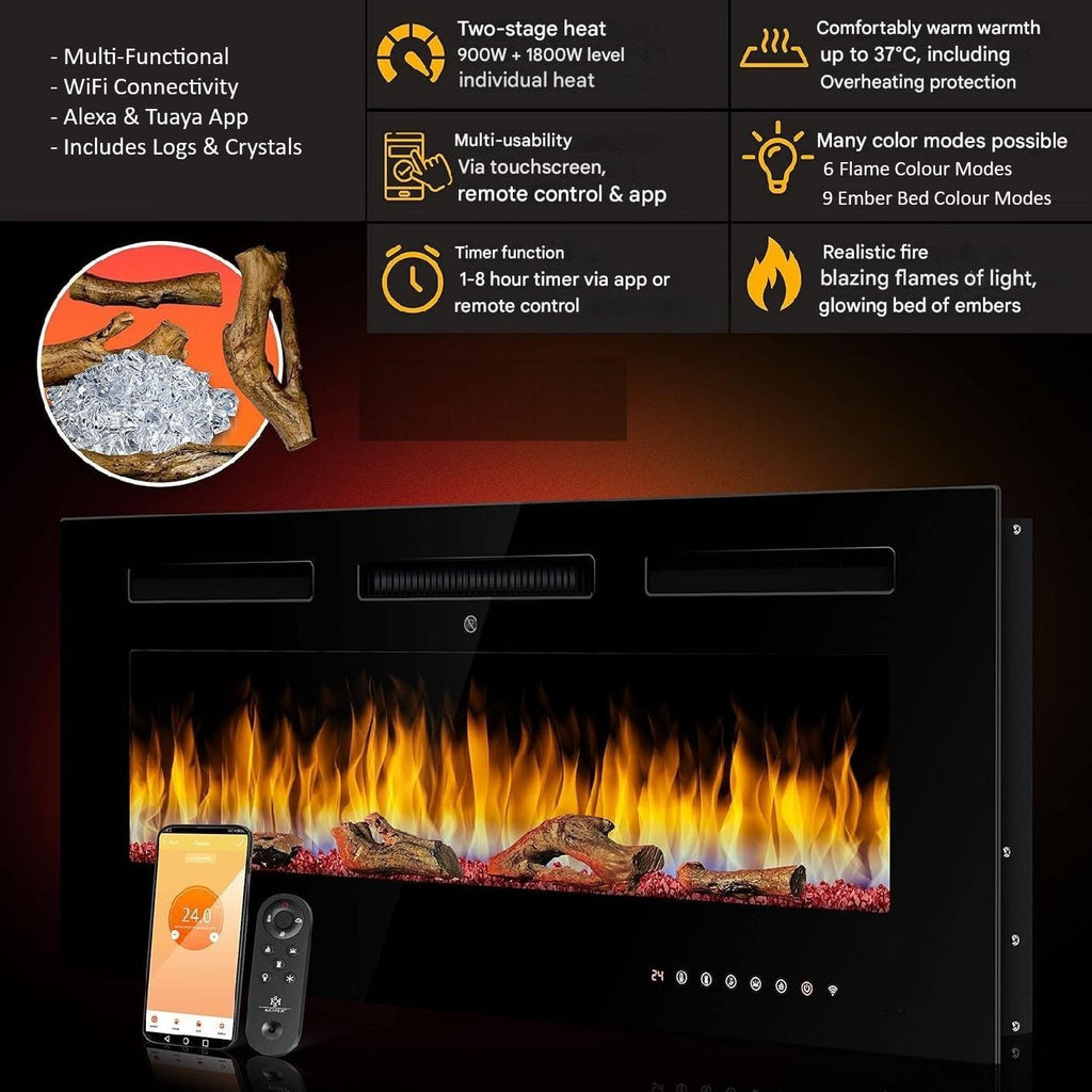 Remote Control Electric Fire — Luminis WiFi Insert, Media Wall