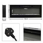 Recessed Wall Mounted Electric Fire — 50/60 Inch, 12 Flame Colours