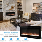 Recessed Wall Mounted Electric Fire — 50/60 Inch, 12 Flame Colours