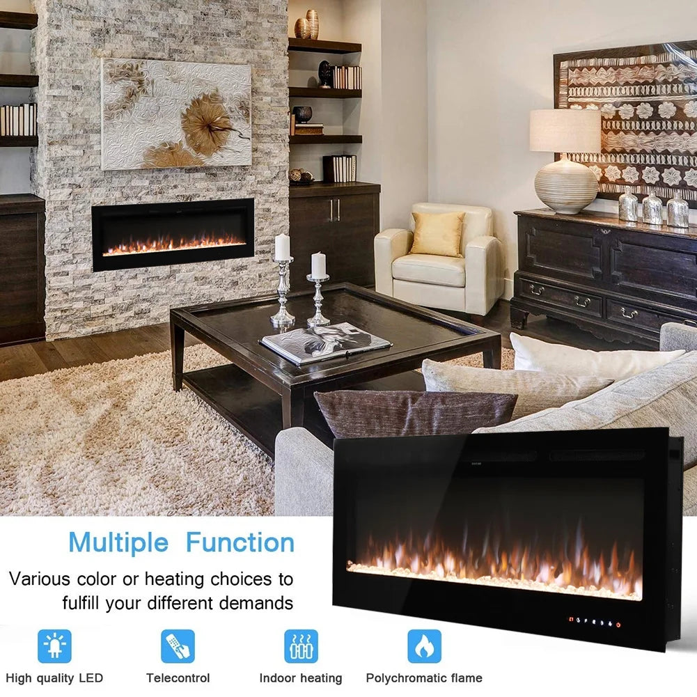 Recessed Wall Mounted Electric Fire — 50/60 Inch, 12 Flame Colours