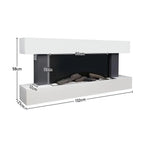 Freestanding Electric Fireplace 50 Inch — Contemporary Wall Mounted Mantel, White, WiFi Smart Control