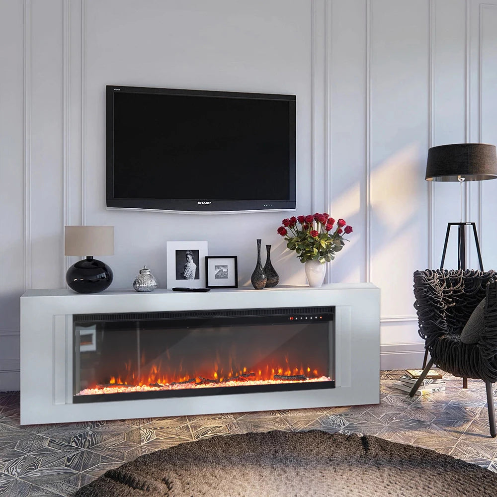 Electric Wall Mounted Fire 40 Inch — Recessed, 12 Flame Colours