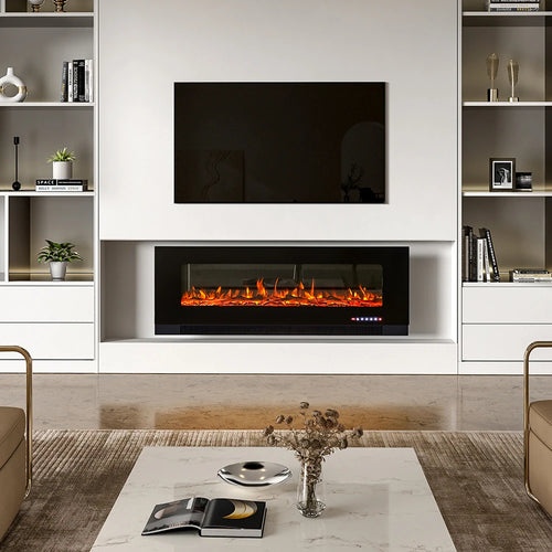 Electric Wall Mounted Fire 50 Inch — Freestanding Stand, 12 Flame Colours