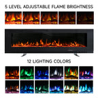 Electric Wall Mounted Fire 50 Inch — Freestanding Stand, 12 Flame Colours