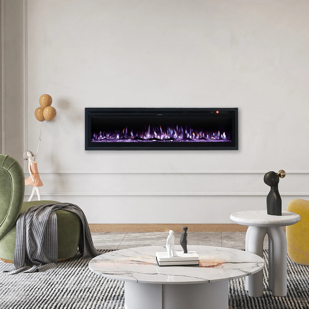 Wall Mounted Electric Fire 60 Inch — 12 Flame Colours