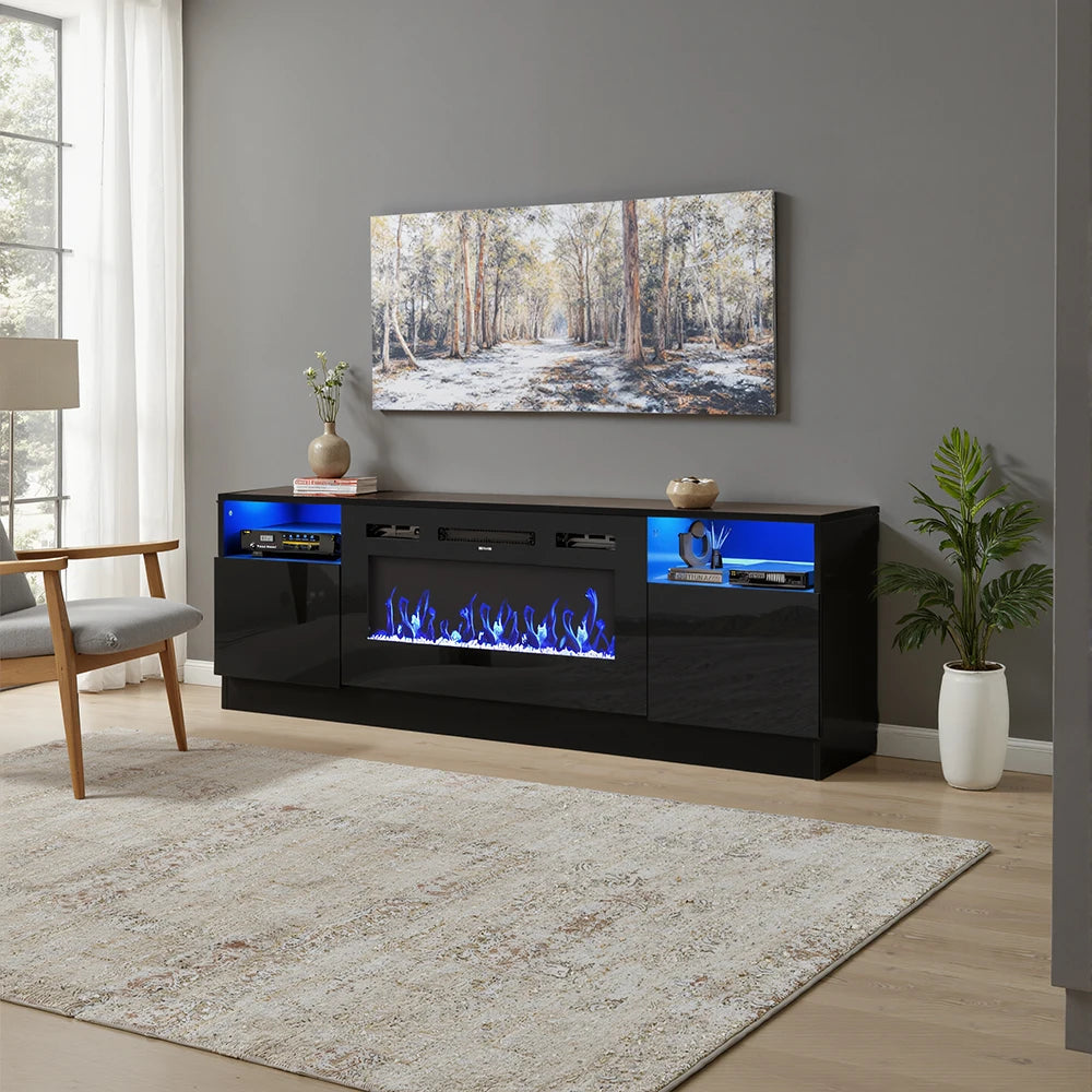 Fireplace TV Stand 36 Inch — Closed Storage, 3 Flame Colours