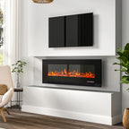 Electric Wall Mounted Fire 50 Inch — Freestanding Stand, 12 Flame Colours