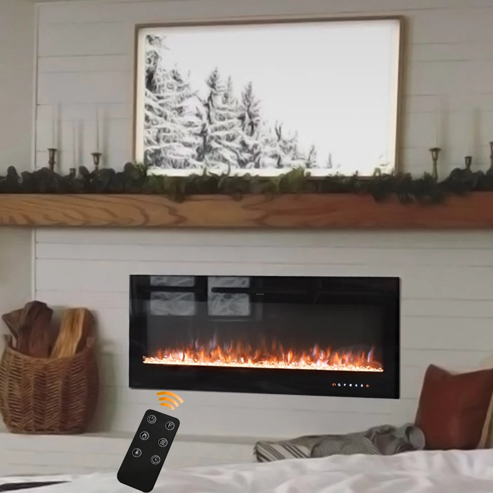 Wall Mounted Electric Fire 70 Inch — Recessed, 12 Flame Colours