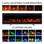 Wall Mounted Electric Fire 60 Inch — 12 Flame Colours