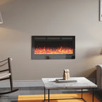Wall Mounted Electric Fire 40 Inch — Recessed, Pebbles & Charcoal, 9 Flame Colours