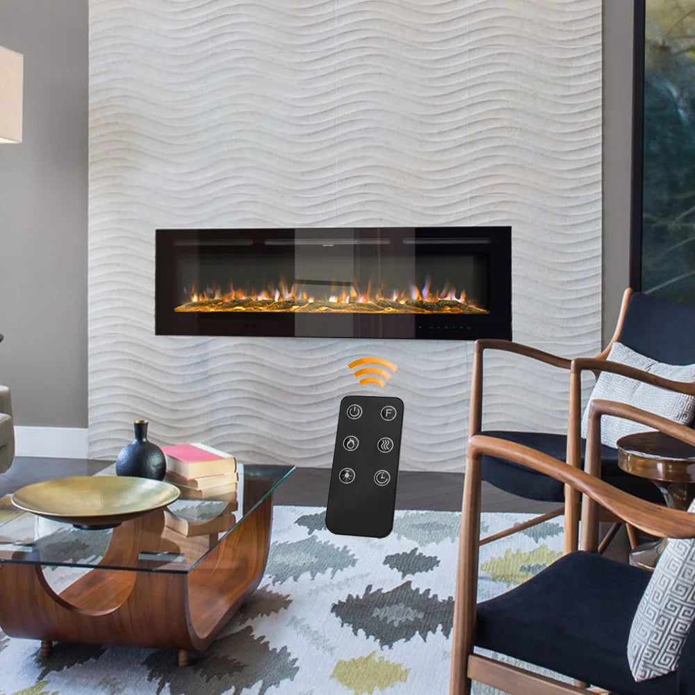 Wall Mounted Electric Fire 70 Inch — Recessed, 12 Flame Colours