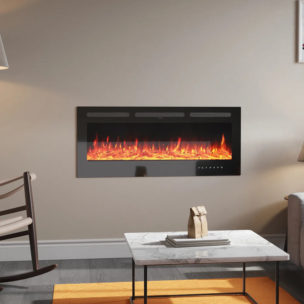 Wall Mounted Electric Fire 50 Inch — Recessed, 12 Flame Colours