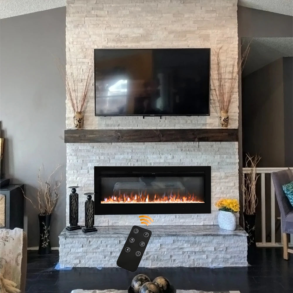 Wall Mounted Electric Fire 70 Inch — Recessed, 12 Flame Colours