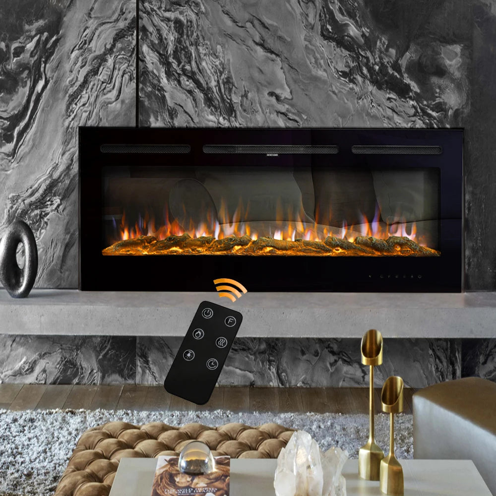 Wall Mounted Electric Fire 70 Inch — Recessed, 12 Flame Colours