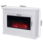Electric Fireplace Insert 34 Inch — White Wooden Mantel, Recessed