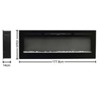 Wall Mounted Electric Fire 70 Inch — Recessed, 12 Flame Colours