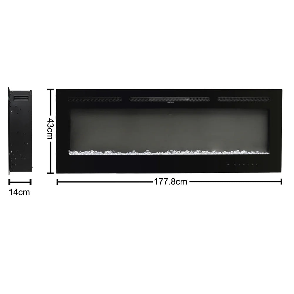Wall Mounted Electric Fire 70 Inch — Recessed, 12 Flame Colours