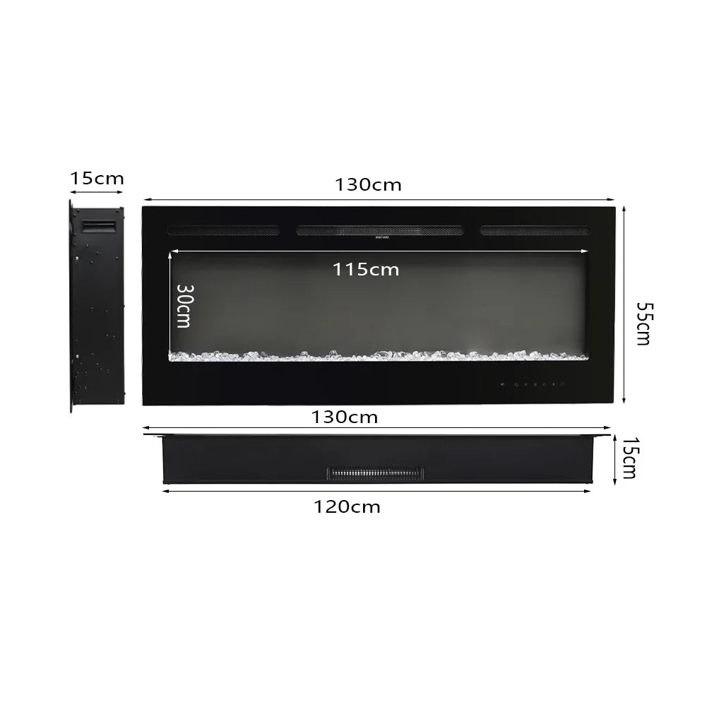 Recessed Wall Mounted Electric Fire — 50/60 Inch, 12 Flame Colours
