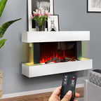 Freestanding Electric Fireplace 50 Inch — Contemporary Wall Mounted Mantel, White