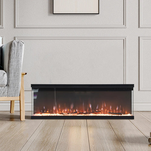 Electric Wall Mounted Fire 40 Inch — Recessed, 12 Flame Colours