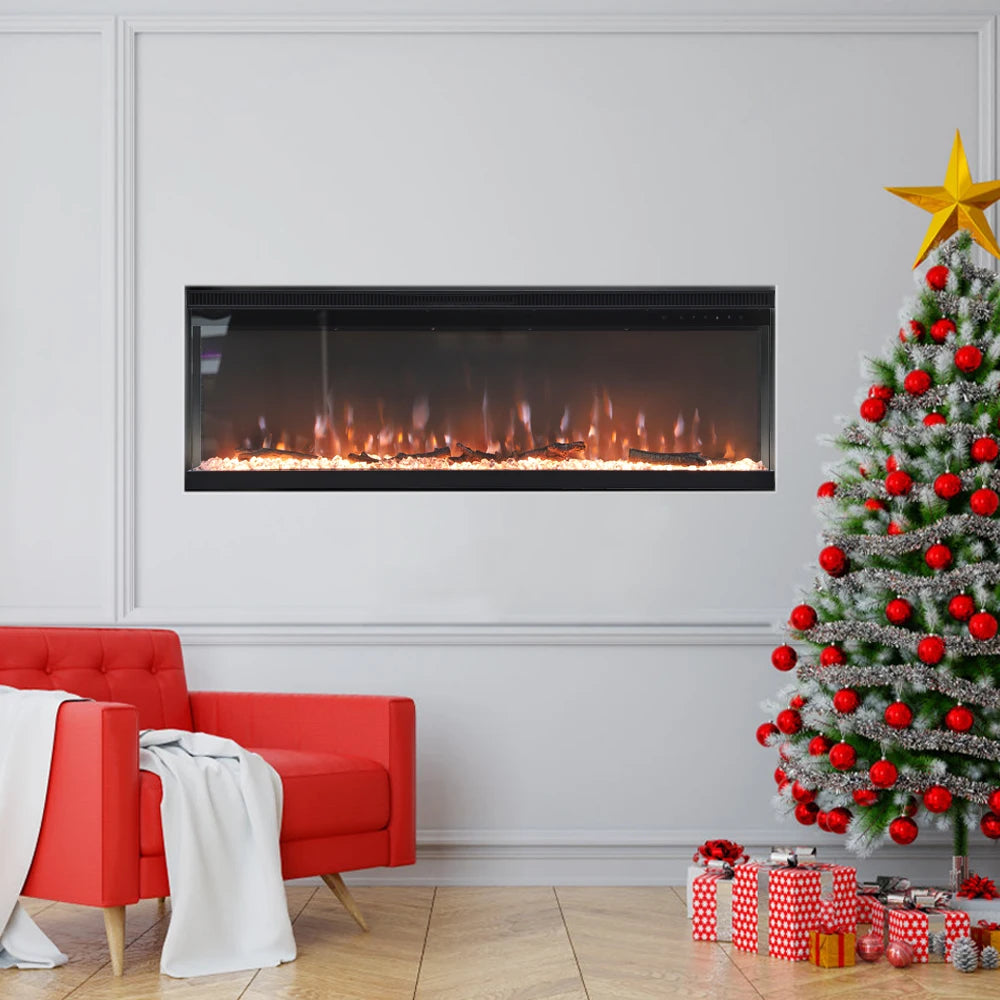 Freestanding Electric Fire 50 Inch — 3-in-1 Recessed & Wall Mounted, 9 Flame Colours