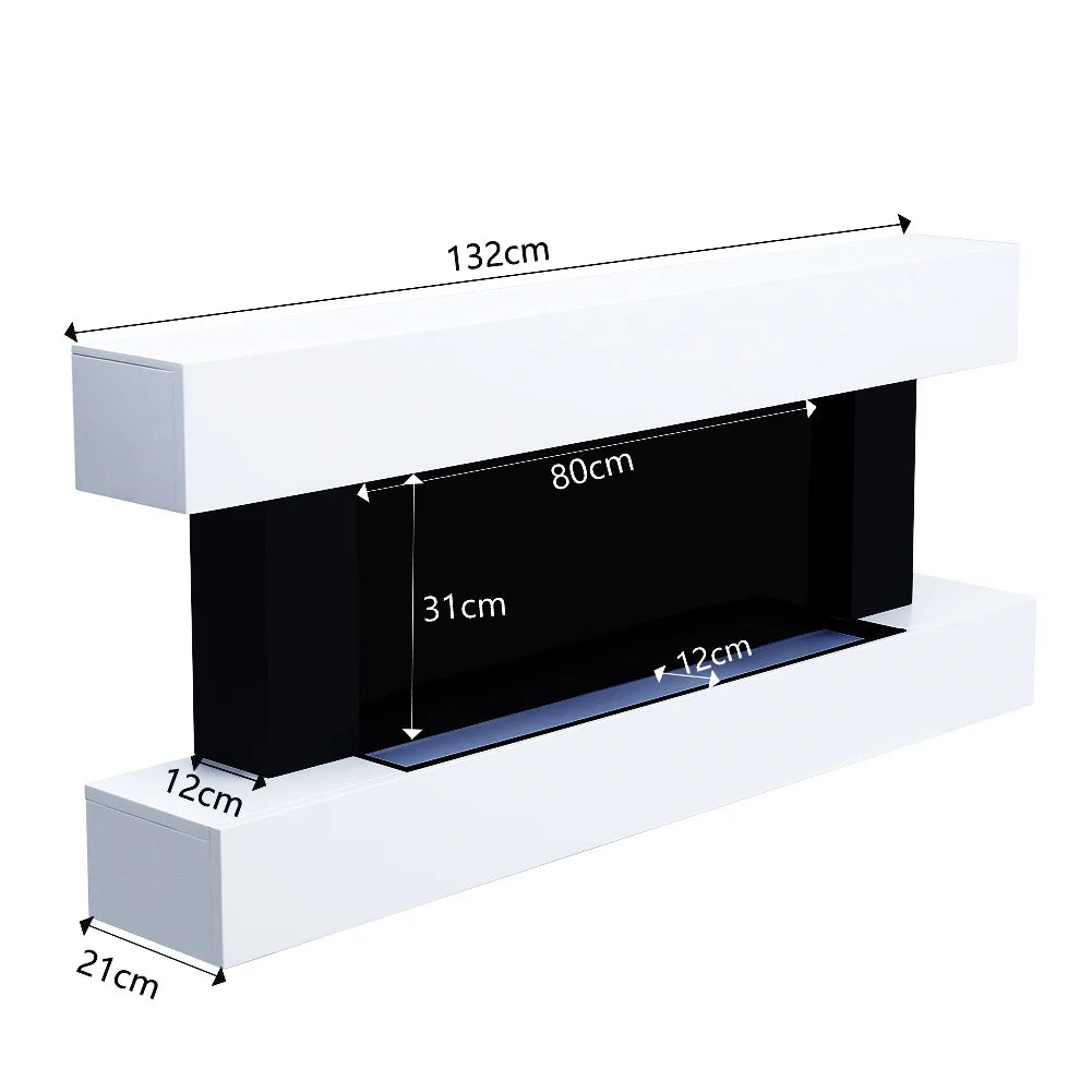 Freestanding Electric Fireplace 50 Inch — Contemporary Wall Mounted Mantel, White,