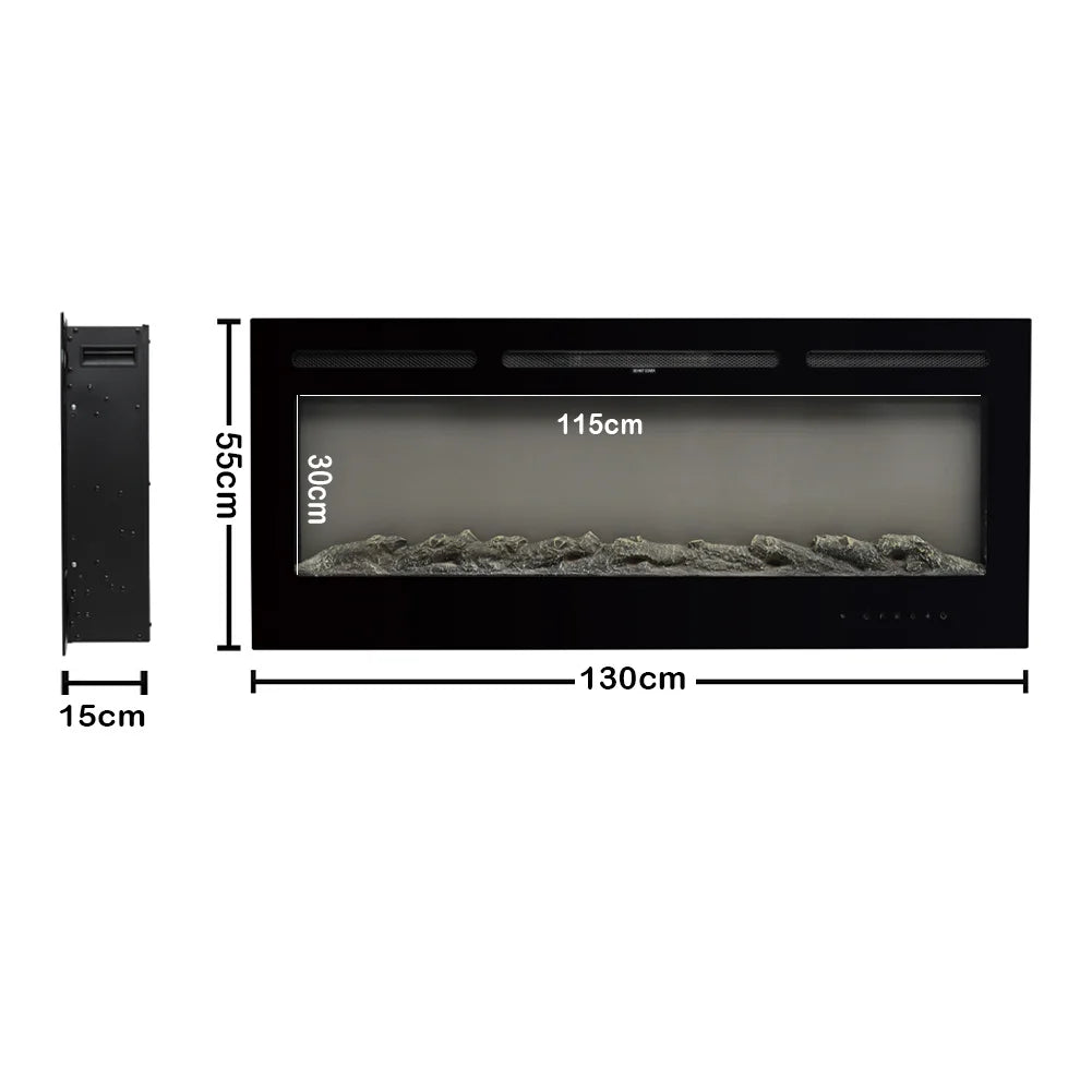 Wall Mounted Electric Fire 50 Inch — Recessed, 12 Flame Colours
