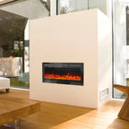 Wall Mounted Electric Fire 40 Inch — Recessed, Pebbles & Charcoal, 9 Flame Colours