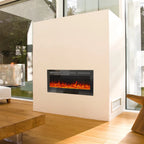 Wall Mounted Electric Fire 40 Inch — Recessed, Pebbles & Charcoal, 9 Flame Colours
